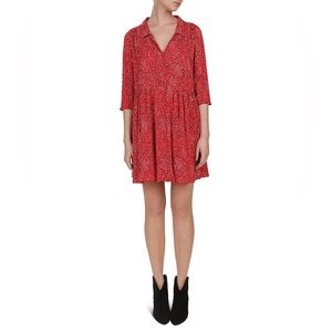 Ba&sh alma rouge printed shirt dress